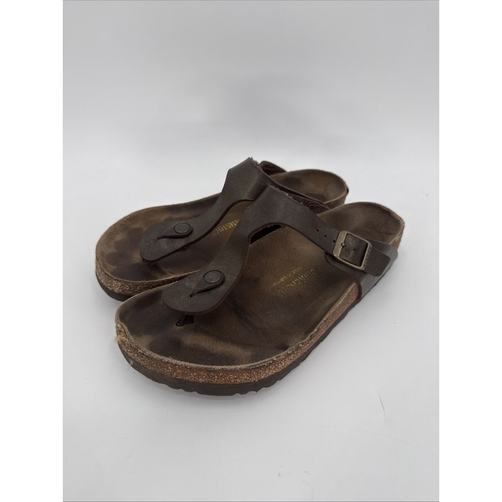 Birkenstock Womens Brown Gizeh T Strap Sandals Size 40/9-9.5 Leather Slip On